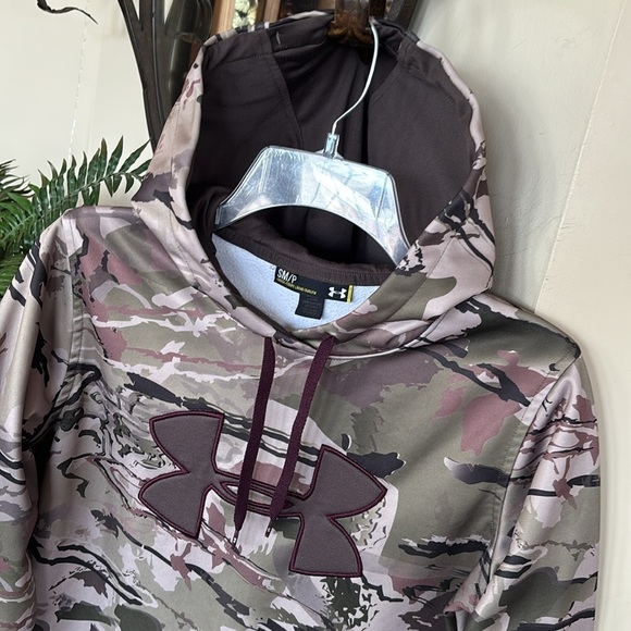 Under Armour Storm Camouflage Hoodie Embroidered Logo Fleece Lined Hunting - Picture 5 of 15